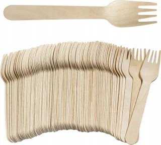 Houten Wegwerp Bestek Set 400-delig met Borden en Lime Servetten