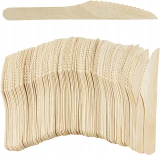 Houten Wegwerp Bestek Set 400-delig met Borden en Lime Servetten