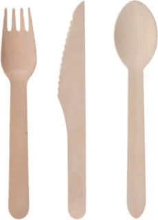 Houten wegwerp bestekset 120 personen 16 cm