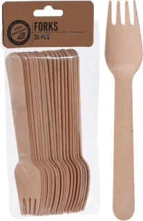 Houten wegwerp bestekset 80-delig 16 cm