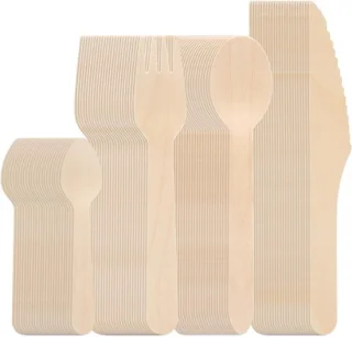 Houten wegwerpbestek 200 stuks