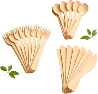 Houten wegwerpbestek 300 stuks