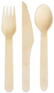 Houten Wegwerpbestek Set 6-delig