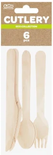 Houten Wegwerpbestek Set 6-delig