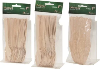 Houtmerk houten bestek set 75-delig naturel