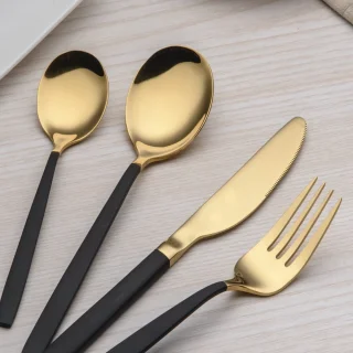 Ibenzoa® 24-delige bestekset zwart-goud voor 6 personen