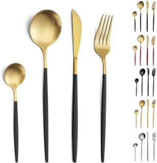 Ibenzoa Bestekset 24-delig Zwart Goud Mat