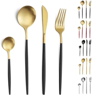 Ibenzoa Bestekset 24-delig Zwart Goud Mat