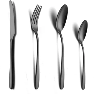 Ibenzoa bestekset 24-delig zwart voor 6 personen