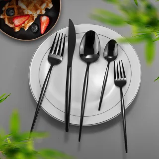 Ibenzoa® bestekset 60-delig zwart voor 12 personen