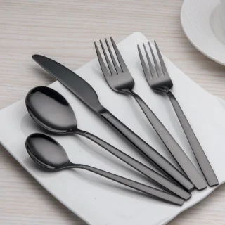 Ibenzoa Bestekset Zwart Titanium 24-delig voor 6 Personen