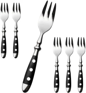 Ibenzoa® Dessertvorken set van 6 roestvrij staal zwart handvat