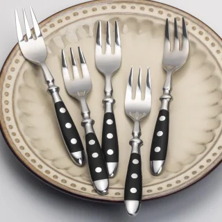 Ibenzoa® Dessertvorken set van 6 roestvrij staal zwart handvat