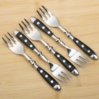 Ibenzoa® Dessertvorken set van 6 roestvrij staal zwart handvat