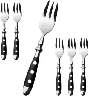 Ibenzoa® Dessertvorken set van 6 roestvrij staal zwart handvat