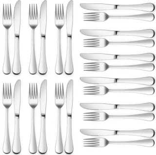 Ibenzoa Elegant 24-delige Steakbestekset RVS voor 12 Personen