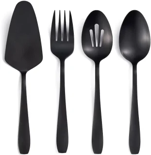 Ibenzoa Elegant Mat Zwart Roestvrijstalen Servies Set