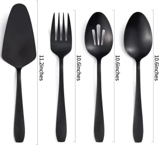 Ibenzoa Elegant Mat Zwart Roestvrijstalen Servies Set
