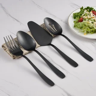 Ibenzoa Elegant Mat Zwart Roestvrijstalen Servies Set