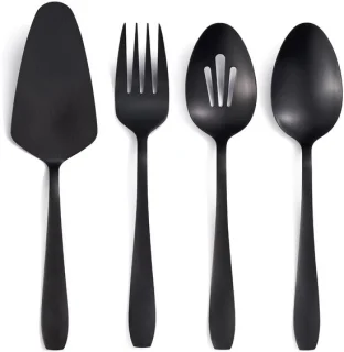Ibenzoa Elegant Mat Zwart Roestvrijstalen Servies Set