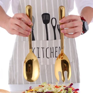 Ibenzoa Elegante 30 cm Roestvrij Staal Salade Serveerset