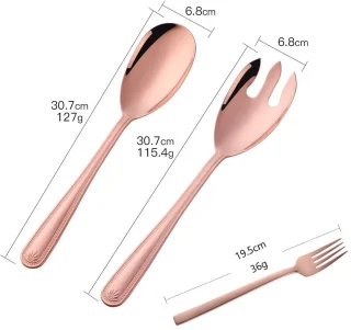 Ibenzoa® Elegante roestvrijstalen saladebestekset rosegoud