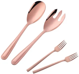 Ibenzoa® Elegante roestvrijstalen saladebestekset rosegoud