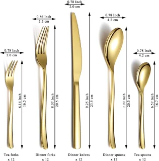 Ibenzoa Gouden Bestekset 60-delig Titanium Afwerking