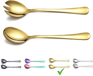Ibenzoa Goudkleurige Saladeserverset Roestvrij Staal Titanium