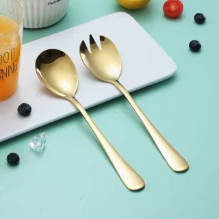 Ibenzoa Goudkleurige Saladeserverset Roestvrij Staal Titanium