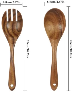 Ibenzoa Olijfhouten Saladebestek Set