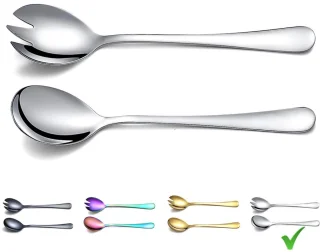 Ibenzoa roestvrijstalen salade serveerset 2-delig zilver