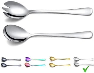 Ibenzoa roestvrijstalen salade serveerset 2-delig zilver