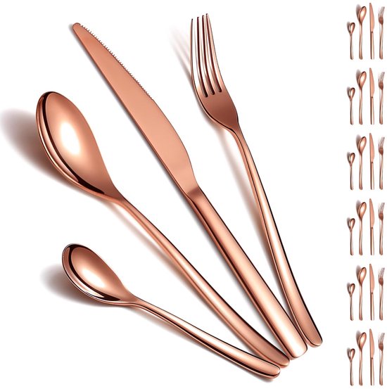 Ibenzoa Roségouden Bestekset Titanium 24-delig