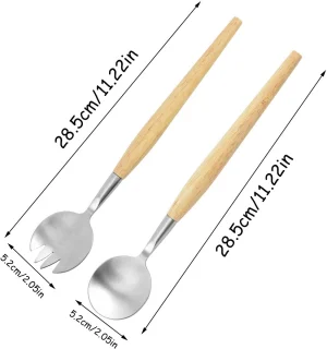 Ibenzoa® Saladebestek Set 2-delig RVS met Houten Handgrepen