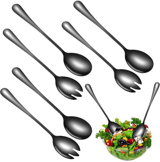 Ibenzoa® Saladebestekset 6-delig Roestvrij Staal Zwart