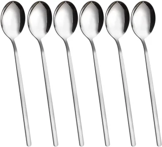 Ibenzoa® Set van 6 lange soeplepels roestvrij staal zilver