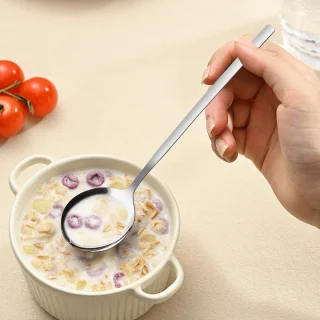 Ibenzoa® Set van 6 lange soeplepels roestvrij staal zilver