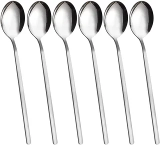 Ibenzoa® Set van 6 lange soeplepels roestvrij staal zilver