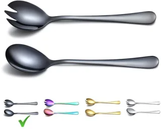Ibenzoa® Zwarte Saladeserverset Roestvrij Staal Titanium Coating