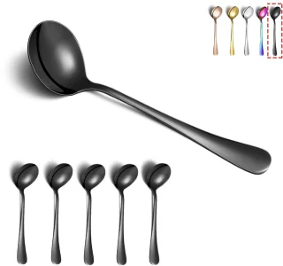 Ibenzoa Zwarte Soeplepelset Titanium 6 stuks