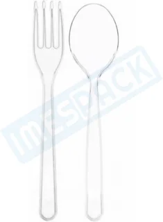 IMES Herbruikbaar Bestekset Lepel en Vork 18 cm Transparant 100 Stuks