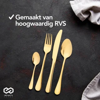 Infinity Goods Bestekset 24-Delig Goud RVS 6 Personen