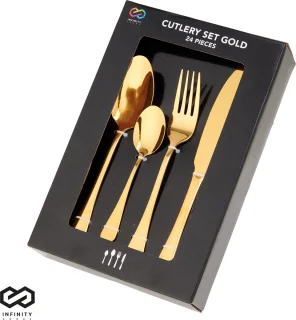 Infinity Goods Bestekset 24-Delig Goud RVS 6 Personen
