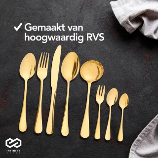 Infinity Goods Bestekset 39-delig 6-persoons Goud RVS