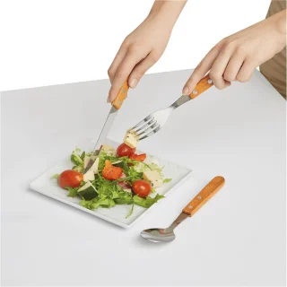 Inspirion Bestekset 3-delig RVS houten handvat