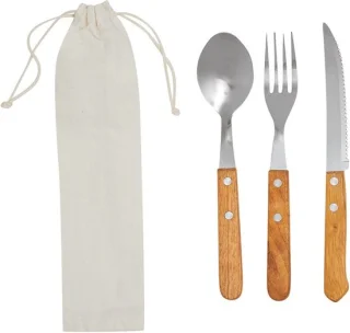 Inspirion Bestekset 3-delig RVS houten handvat