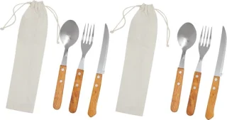 Inspirion Bestekset RVS 3-delig met houten handvat 6-pack