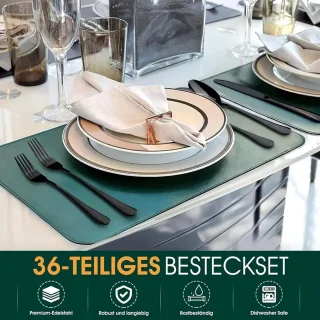 Japaknives 36-delige RVS bestekset - zwart