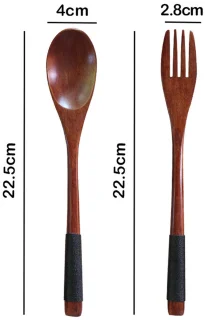 Japanse houten lepels en vorken set 6-delig